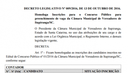 DECRETO LEGISLATIVO - HOMOLOGAÇÕES - INSCRIÇÕES PARA O CONCURSO PÚBLICO - CONTADOR